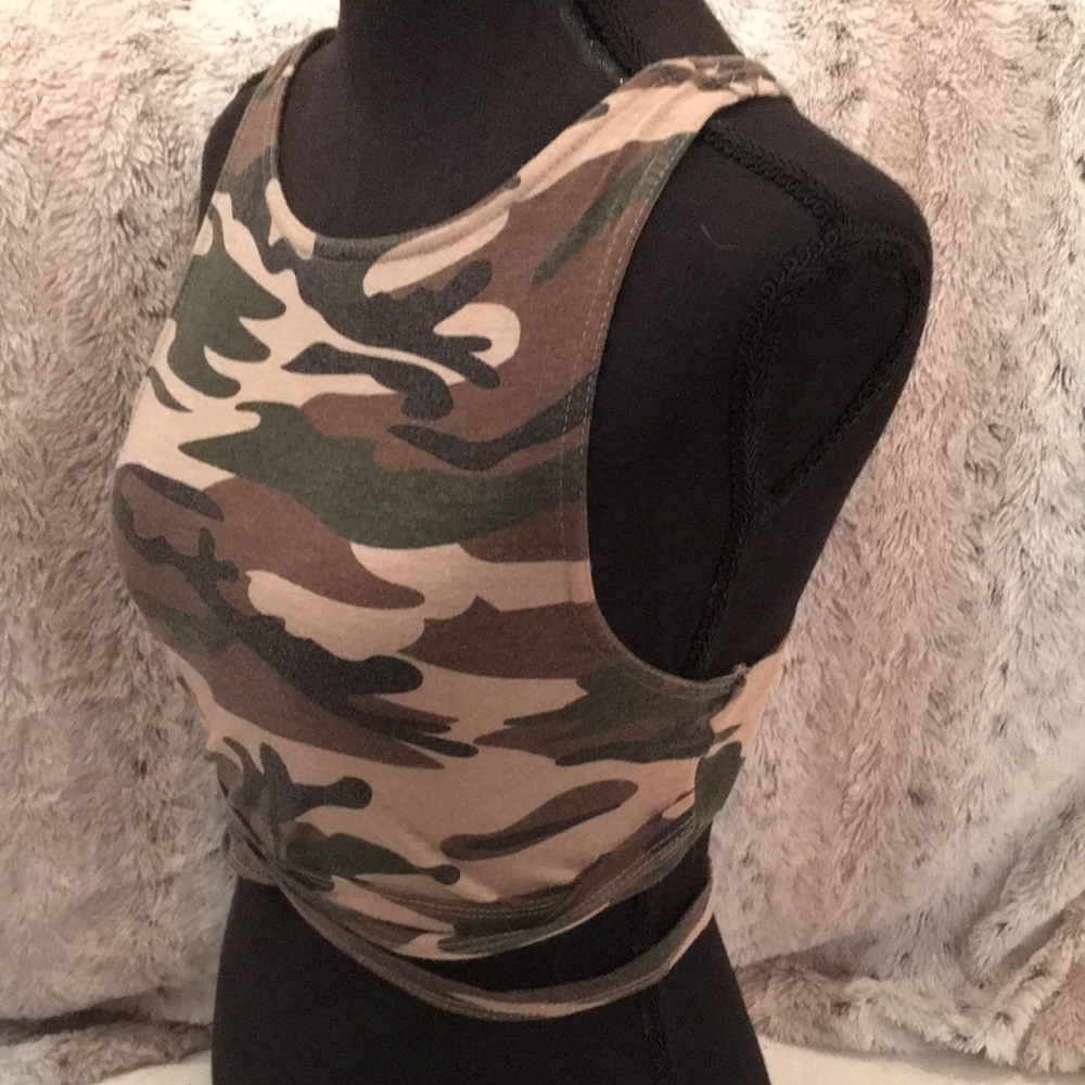 HAODUOYI Tan and Brown Fitted Crop Tank Top - Picture 7 of 10